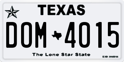 TX license plate DOM4015