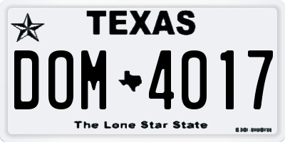 TX license plate DOM4017