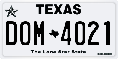 TX license plate DOM4021