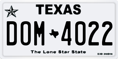 TX license plate DOM4022