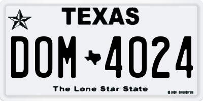 TX license plate DOM4024