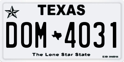 TX license plate DOM4031