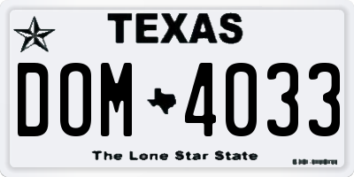 TX license plate DOM4033