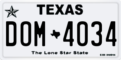 TX license plate DOM4034
