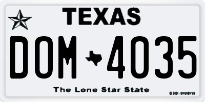 TX license plate DOM4035