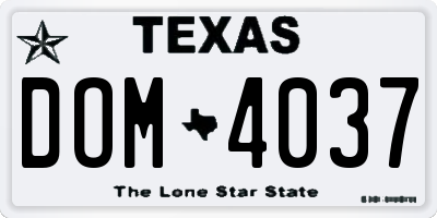 TX license plate DOM4037