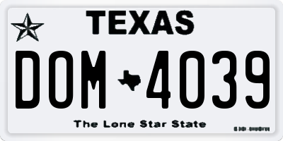 TX license plate DOM4039