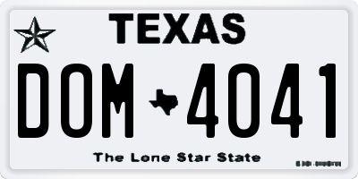 TX license plate DOM4041