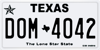TX license plate DOM4042