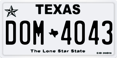 TX license plate DOM4043