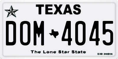 TX license plate DOM4045