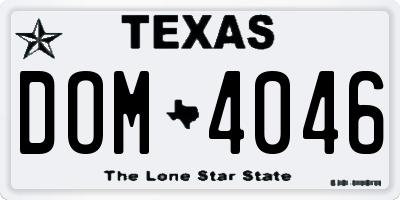 TX license plate DOM4046