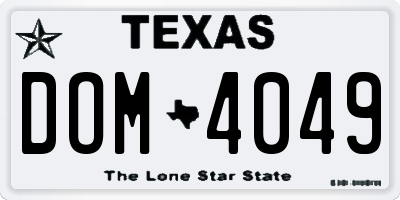 TX license plate DOM4049