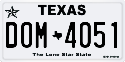 TX license plate DOM4051