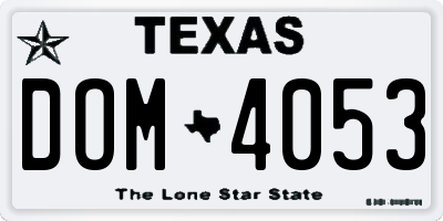 TX license plate DOM4053