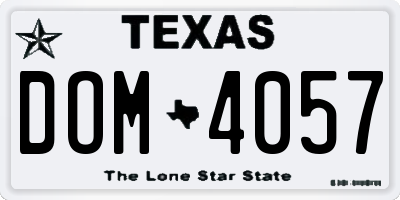 TX license plate DOM4057