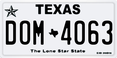 TX license plate DOM4063