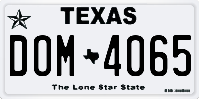 TX license plate DOM4065