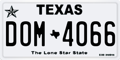 TX license plate DOM4066