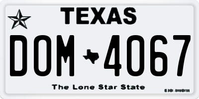 TX license plate DOM4067