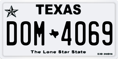 TX license plate DOM4069
