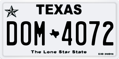 TX license plate DOM4072