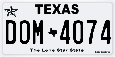 TX license plate DOM4074