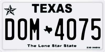TX license plate DOM4075