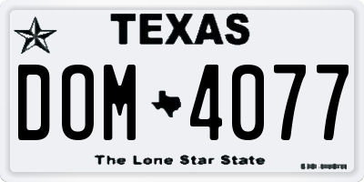 TX license plate DOM4077