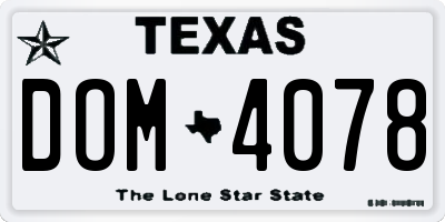 TX license plate DOM4078