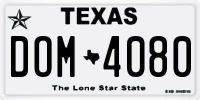 TX license plate DOM4080