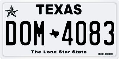 TX license plate DOM4083