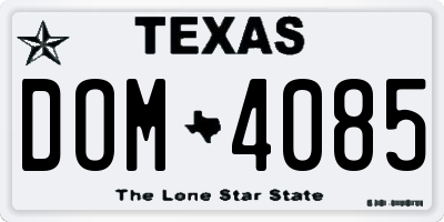 TX license plate DOM4085