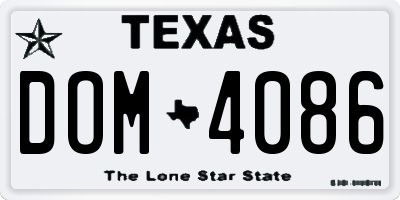 TX license plate DOM4086