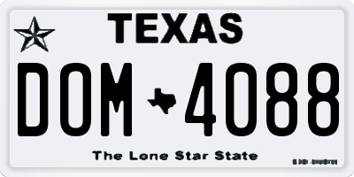 TX license plate DOM4088