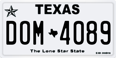 TX license plate DOM4089