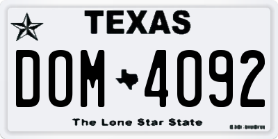 TX license plate DOM4092
