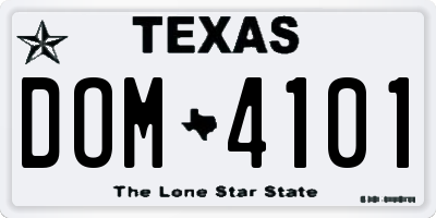 TX license plate DOM4101