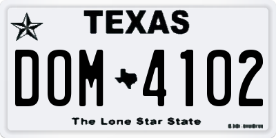 TX license plate DOM4102