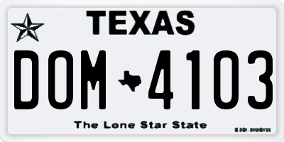 TX license plate DOM4103