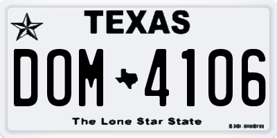 TX license plate DOM4106