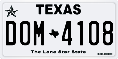 TX license plate DOM4108
