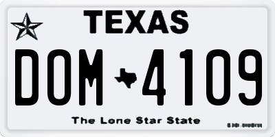 TX license plate DOM4109