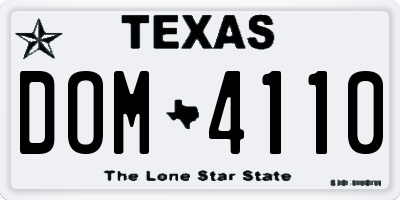 TX license plate DOM4110
