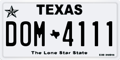 TX license plate DOM4111