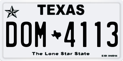 TX license plate DOM4113