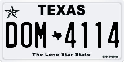 TX license plate DOM4114