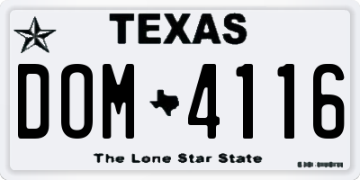 TX license plate DOM4116