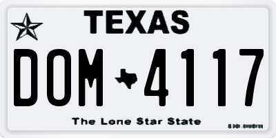 TX license plate DOM4117