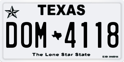 TX license plate DOM4118